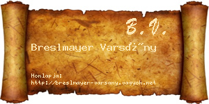 Breslmayer Varsány névjegykártya